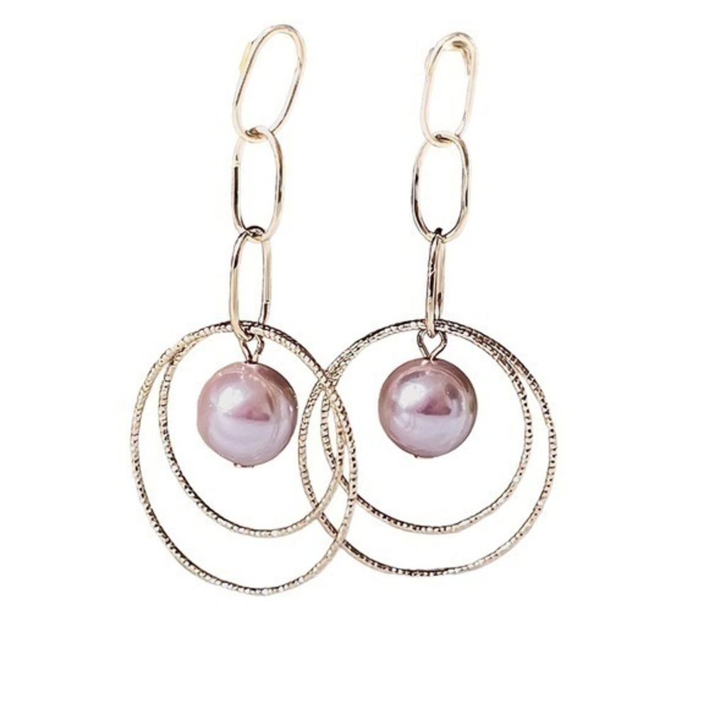 💯% Authentic 
18K Gold Vermeil Dangle pearl earrings